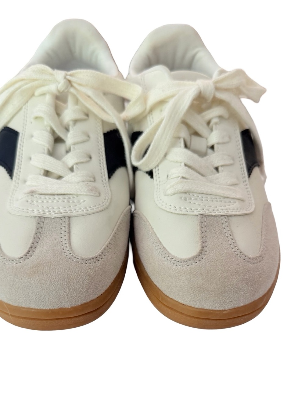 Casual Women's Ivory and Black Sneakers - Classic Low-Top